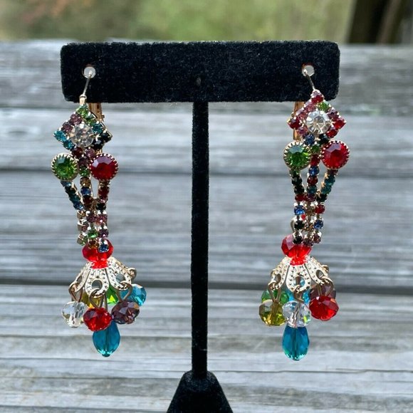Christmas Earrings Multi Color beads Crystals Fashion Women Ear Jewelry - Picture 9 of 9